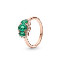   Pandora Rose három köves vintage gyűrű zöld kristályokkal 180057C01