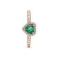  Pandora Rose szikrázó kiemelt szív gyűrű zöld kristállyal 188421C03