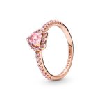   Pandora Rose szikrázó kiemelt szív gyűrű rózsaszín kristállyal 188421C04