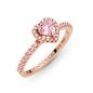 Pandora Rose szikrázó kiemelt szív gyűrű rózsaszín kristállyal 188421C04