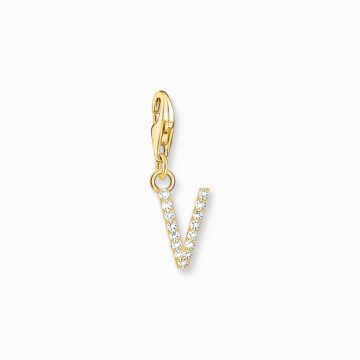 Thomas Sabo Letter V with stones gold charm 1985-414-14