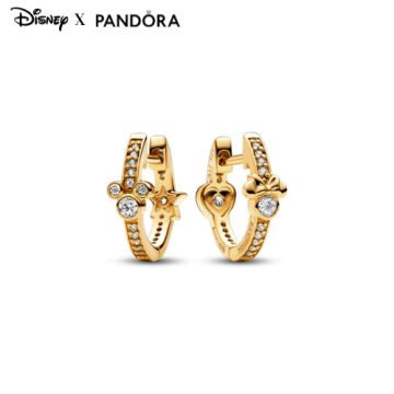 Pandora Disney Mickey egér és Minnie egér szikrázó karika fülbevaló 262959C01