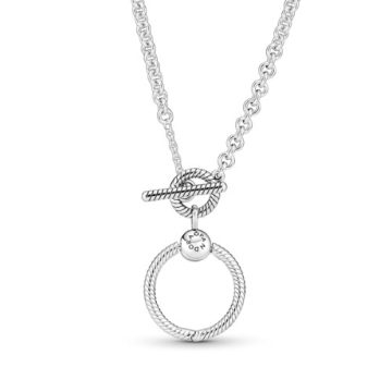 Pandora T-kapcsos ezüst nyaklánc O medállal 391157C00-50 