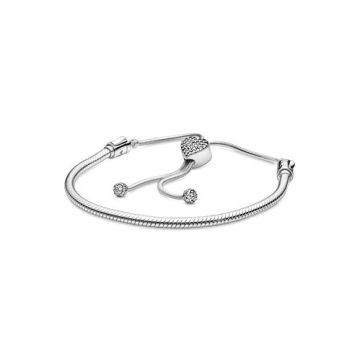Pandora Moments Pavé szív záras kígyólánc sliding karkötő 591680C01-2