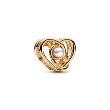 Pandora Áttört örvénylő szív és édesvízi tenyésztett gyöngy charm 752636C01