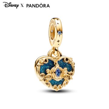 Pandora Disney Shine Hamupipőke hintó és szív dupla függő charm 763072C01