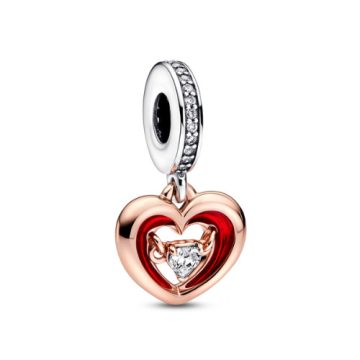 Pandora Kéttónusú sugárzó szív függő charm 782450C01