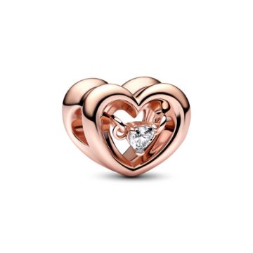 Pandora Rose Sugárzó szív és lebegő kő charm 782493C01