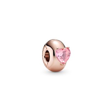 Pandora Rose rózsaszín szív szoliter klip 789203C01