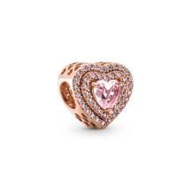   Pandora Rose kiemelt szív charm rózsaszín kristállyal 789218C01