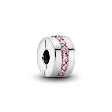 Pandora Rózsaszín fényes örvény szilikon betét nélküli klip 791972PCZ