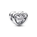 Pandora szív és lebegő kő charm 792493C01
