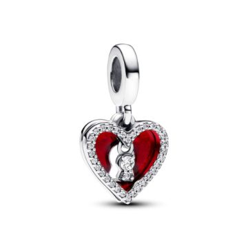 Pandora Piros szív és kulcslyuk dupla függő charm 793119C01