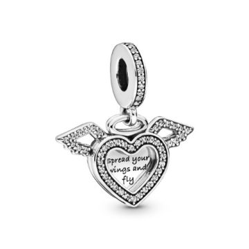 Pandora Szív és angyalszárny függő charm 798485C01