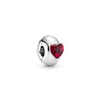   Pandora Piros szív szoliter szilikon betétes klip 799203C01