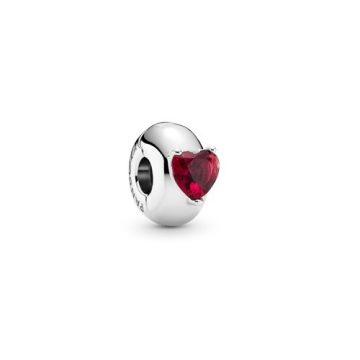 Pandora Piros szív szoliter szilikon betétes klip 799203C01