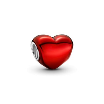 Pandora Metál hatású piros szív charm 799291C02