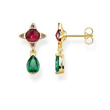   Thomas Sabo "green drop with red stone" fülbevaló H2073-973-7