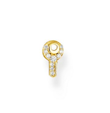 Thomas Sabo "gold key with white stones" fél pár fülbevaló H2220-414-14