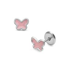   Lisa Rózsaszín pillangó fehérarany gyermek fülbevaló JTAG-0422